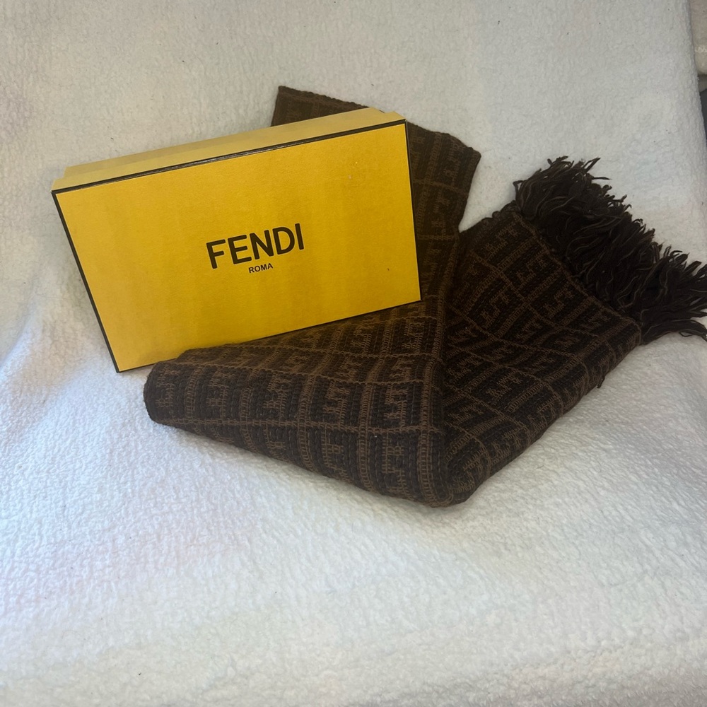Fendi Brown Patterned Scarf